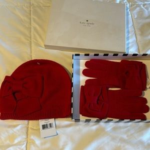 New Kate Spade Hat and Glove set - Red